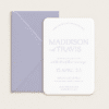 Semi-custom 3-card wedding invitation suite with coloured cardstock and die-cut shapes, designed and printed in Australia.