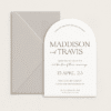 Semi-custom 3-card wedding invitation suite with coloured cardstock and die-cut shapes, designed and printed in Australia.