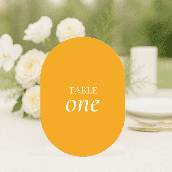 Darling wedding table number in double arch shape featuring romantic, modern fonts and soft colour palette, styled for an elegant reception table.