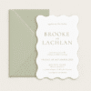 Semi-custom 3-card wedding invitation suite with coloured cardstock and die-cut shapes, designed and printed in Australia.