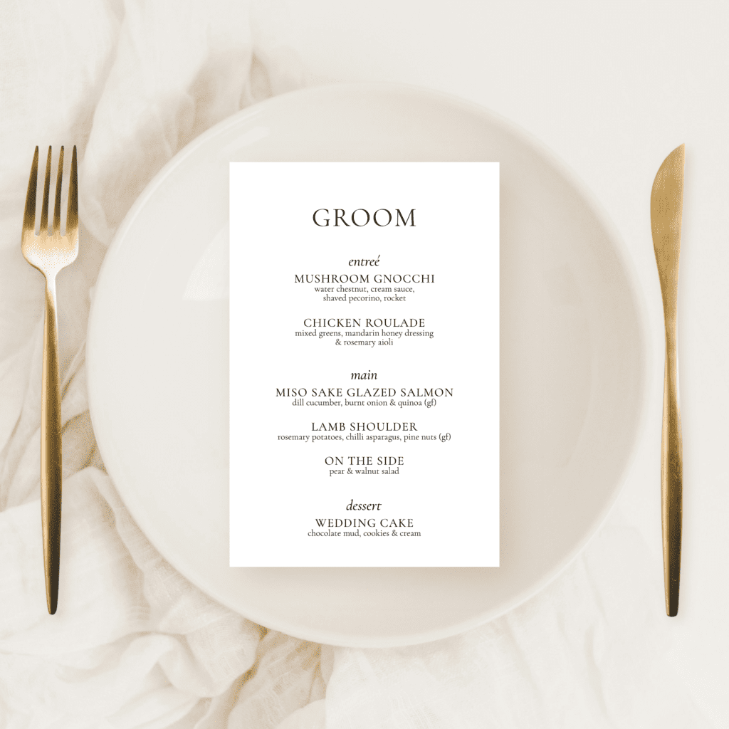 Darling Single Sided Menus - Gracie Creative