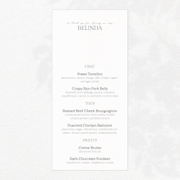 White rectangle dual menu place cards